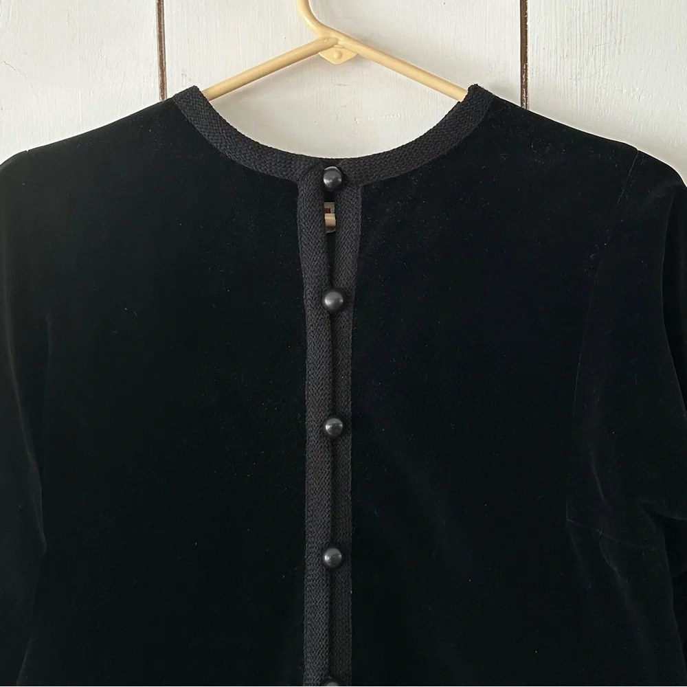 Saint Laurent VTG 70s Russian Collection Velvet Jacket Blazer Sz 40 Black - Picture 8 of 14